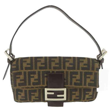 fendi brown zucca canvas baguette|Fendi zucca bag vintage.